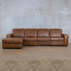 Stanford Leather Modular Sofa Chaise - LHF Leather Sectional Leather Gallery Bedlam Taupe 