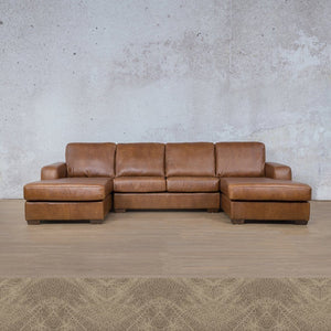 Stanford Leather U-Chaise Leather Sectional Leather Gallery Bedlam Taupe 
