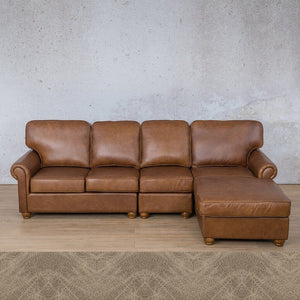 Salisbury Leather Sofa Chaise Modular Sectional - RHF Leather Sectional Leather Gallery Bedlam Taupe 