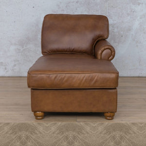 Salisbury Leather Chaise RHF Leather Armchair Leather Gallery Bedlam Taupe Full Foam 