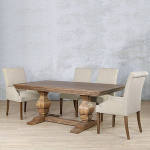 Belmont Fluted Wood Top & Baron 6 Seater Dining Set Dining room set Leather Gallery 