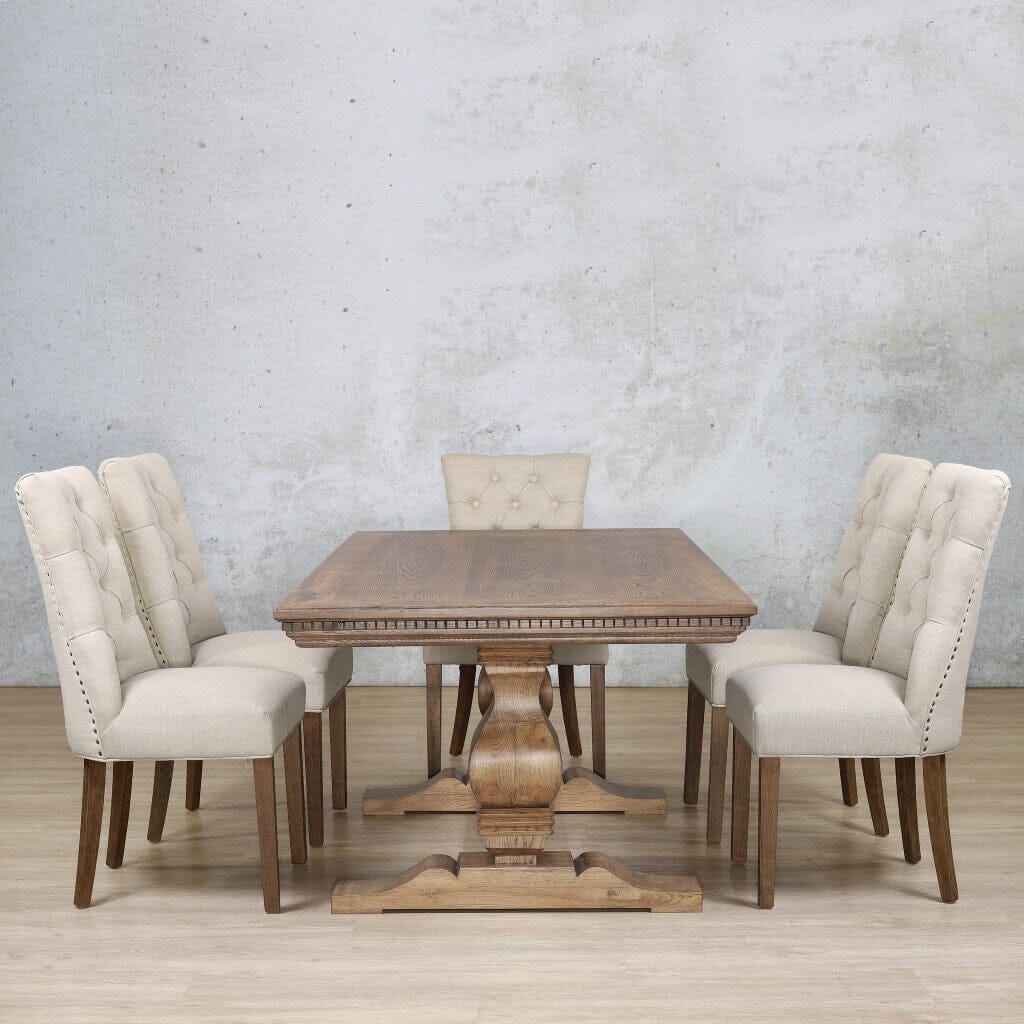 Belmont Fluted Wood & Duchess 6 Seater Dining Set Dining room set Leather Gallery 