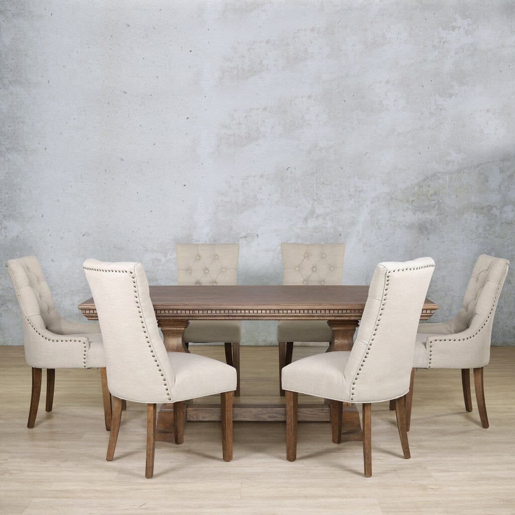 Belmont Fluted Wood & Duchess 6 Seater Dining Set Dining room set Leather Gallery 