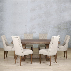 Belmont Fluted Wood & Duchess 6 Seater Dining Set Dining room set Leather Gallery 