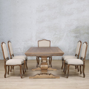 Belmont Fluted Wood Top & Duke 6 Seater Dining Set Dining room set Leather Gallery 