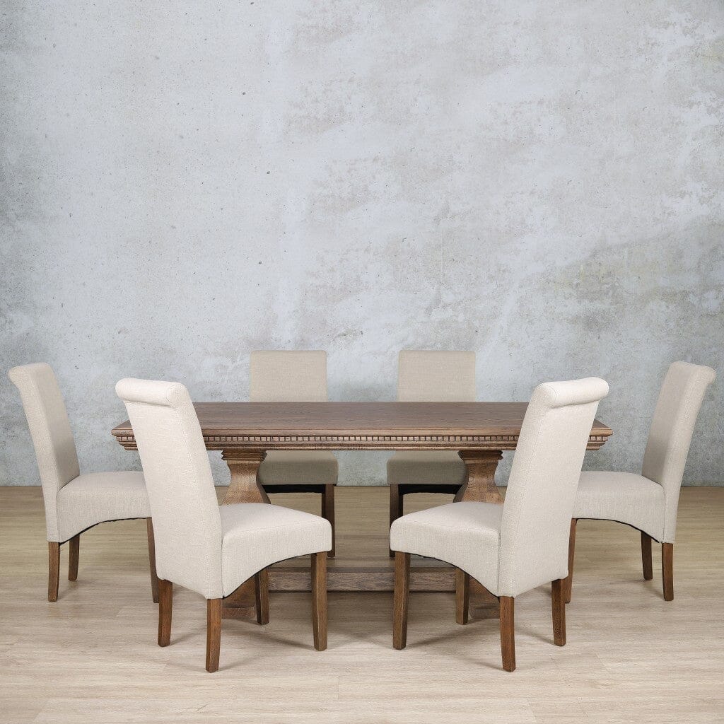 Belmont Fluted Wood Top & Windsor 6 Seater Dining Set Dining room set Leather Gallery 