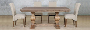 Belmont Fluted Wood Top & Windsor 6 Seater Dining Set Dining room set Leather Gallery 