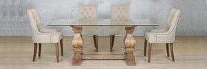 Belmont Glass Top & Duchess 6 Seater Dining Set Dining room set Leather Gallery 