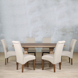 Belmont Wood Top & Windsor 6 Seater Dining Set Dining room set Leather Gallery 