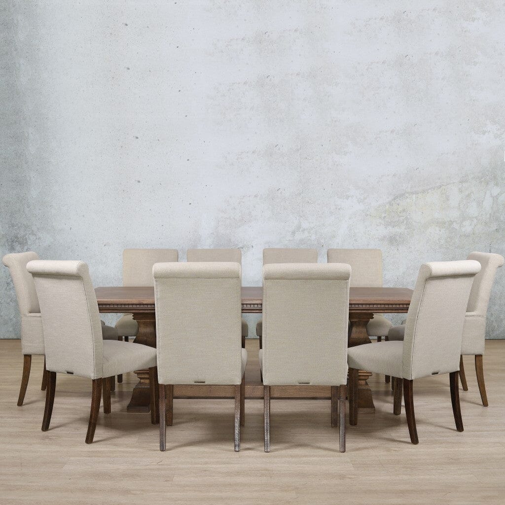 Belmont Fluted Wood Top & Baron 10 Seater Dining Set Dining room set Leather Gallery 