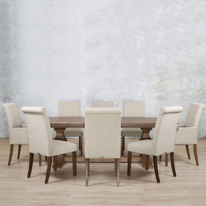 Belmont Fluted Wood Top & Baron 8 Seater Dining Set Dining room set Leather Gallery 