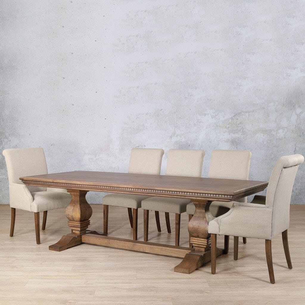 Belmont Fluted Wood Top & Baron 8 Seater Dining Set Dining room set Leather Gallery 