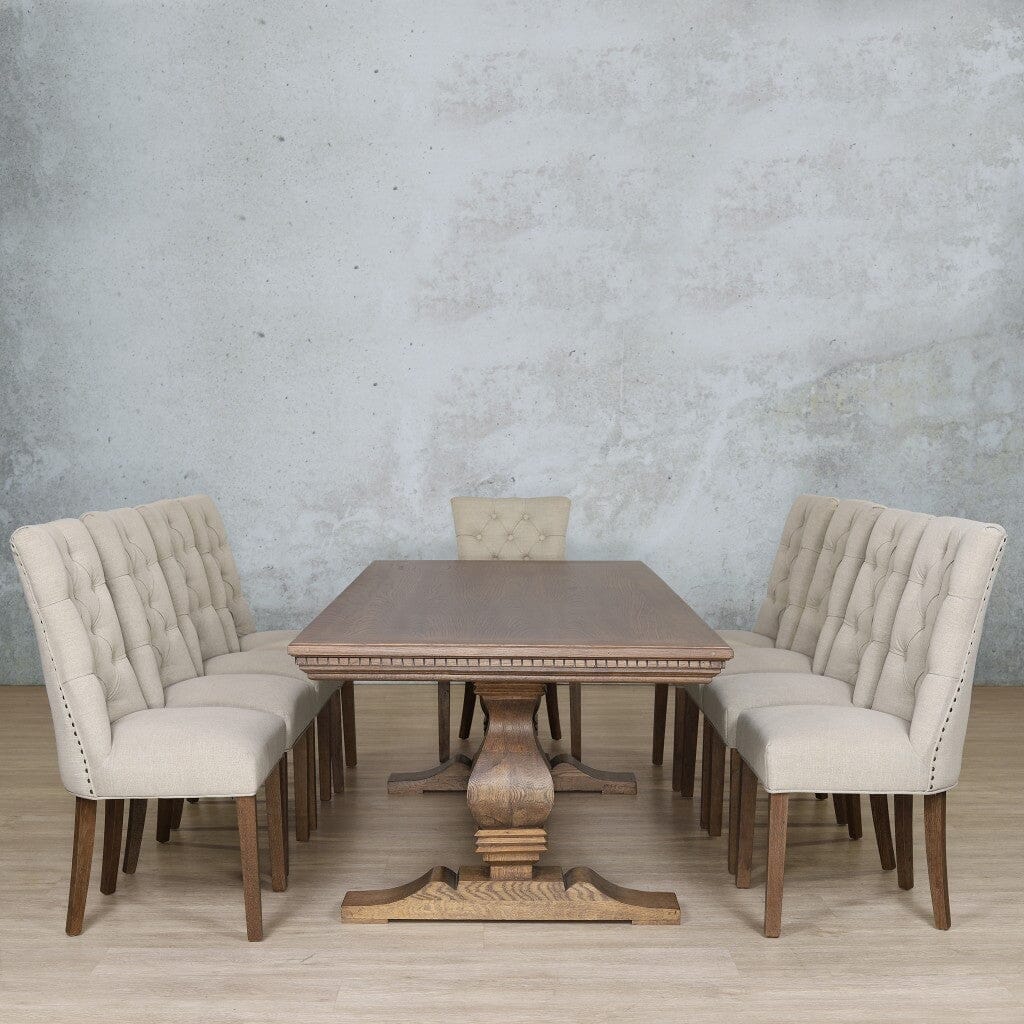 Belmont Fluted Wood & Duchess 10 Seater Dining Set Dining room set Leather Gallery 