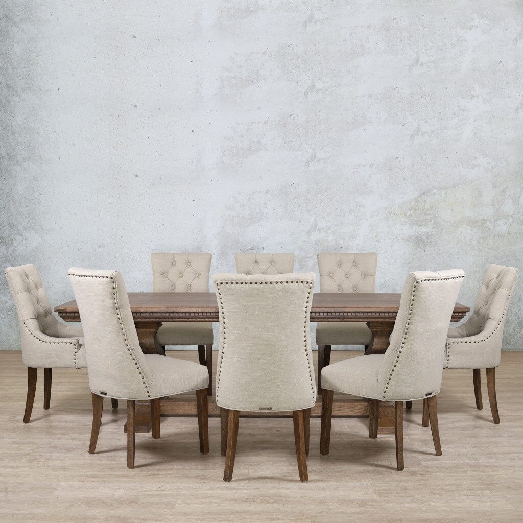 Belmont Fluted Wood Top & Duchess 8 Seater Dining Set Dining room set Leather Gallery 