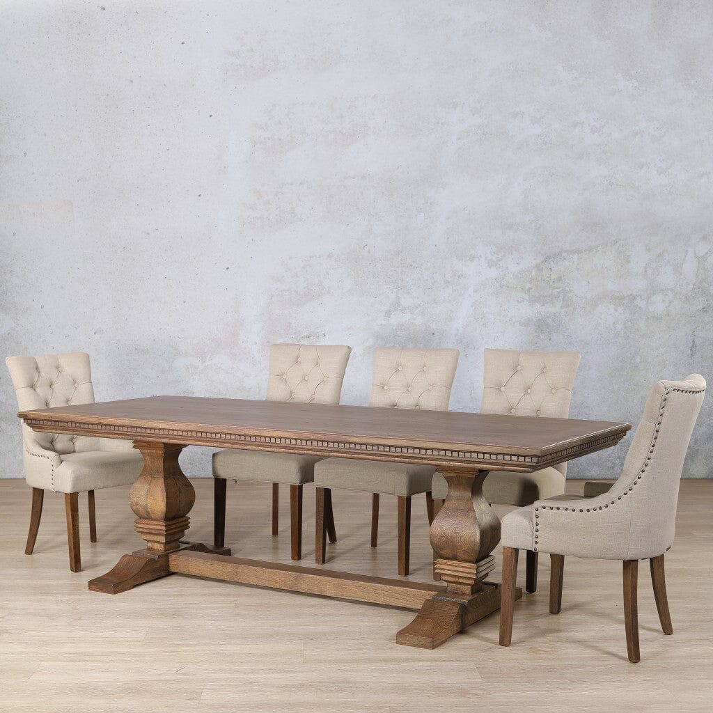 Belmont Fluted Wood Top & Duchess 8 Seater Dining Set Dining room set Leather Gallery 