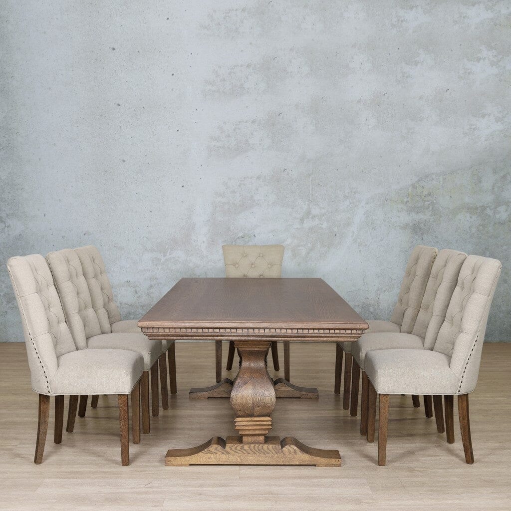 Belmont Fluted Wood Top & Duchess 8 Seater Dining Set Dining room set Leather Gallery 