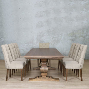 Belmont Fluted Wood Top & Duchess 8 Seater Dining Set Dining room set Leather Gallery 