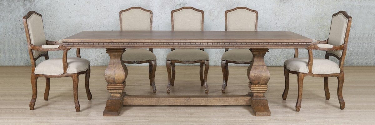 Belmont Fluted Wood Top & Duke 8 Seater Dining Set Dining room set Leather Gallery 