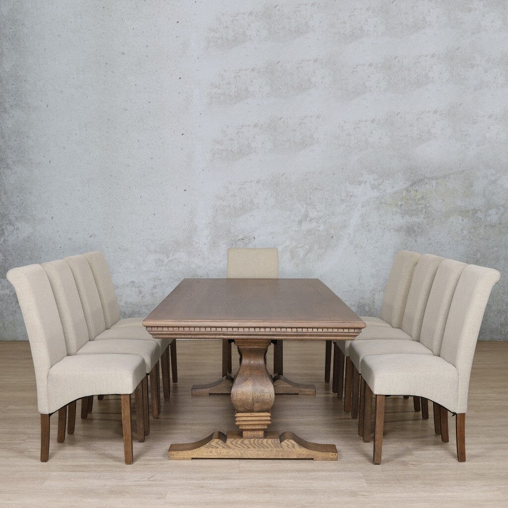 Belmont Fluted Wood Top & Windsor 10 Seater Dining Set Dining room set Leather Gallery 