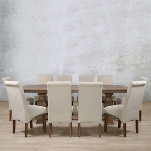 Belmont Fluted Wood Top & Windsor 10 Seater Dining Set Dining room set Leather Gallery 
