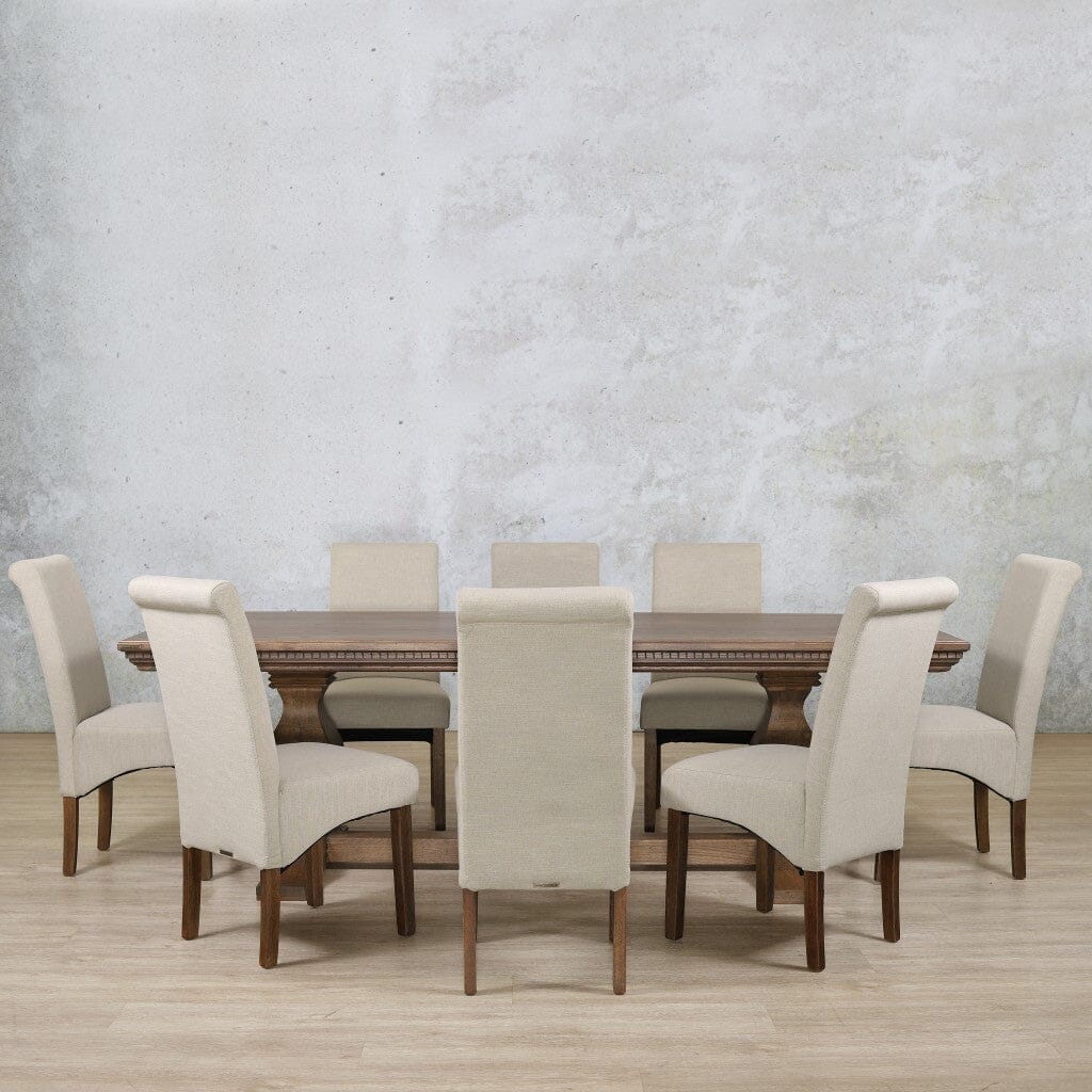 Belmont Fluted Wood Top & Windsor 8 Seater Dining Set Dining room set Leather Gallery 