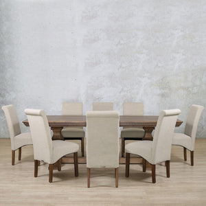 Belmont Fluted Wood Top & Windsor 8 Seater Dining Set Dining room set Leather Gallery 