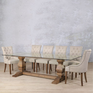 Belmont Glass Top & Duchess 10 Seater Dining Set Dining room set Leather Gallery 