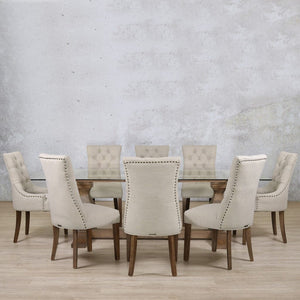 Belmont Glass Top & Duchess 8 Seater Dining Set Dining room set Leather Gallery 