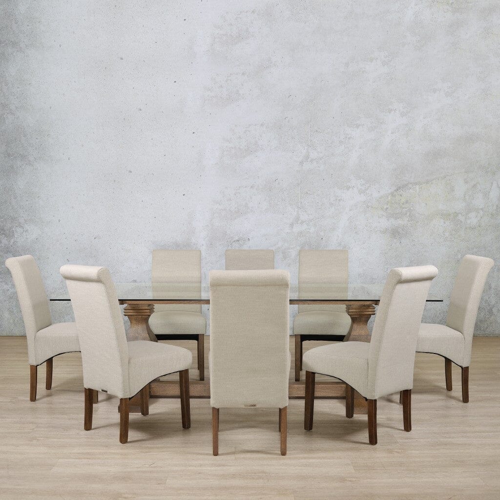 Belmont Glass Top & Windsor 8 Seater Dining Set Dining room set Leather Gallery 