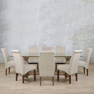 Belmont Glass Top & Windsor 8 Seater Dining Set Dining room set Leather Gallery 