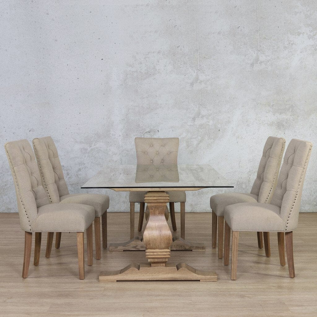 Dining table set 6 online seater with glass top