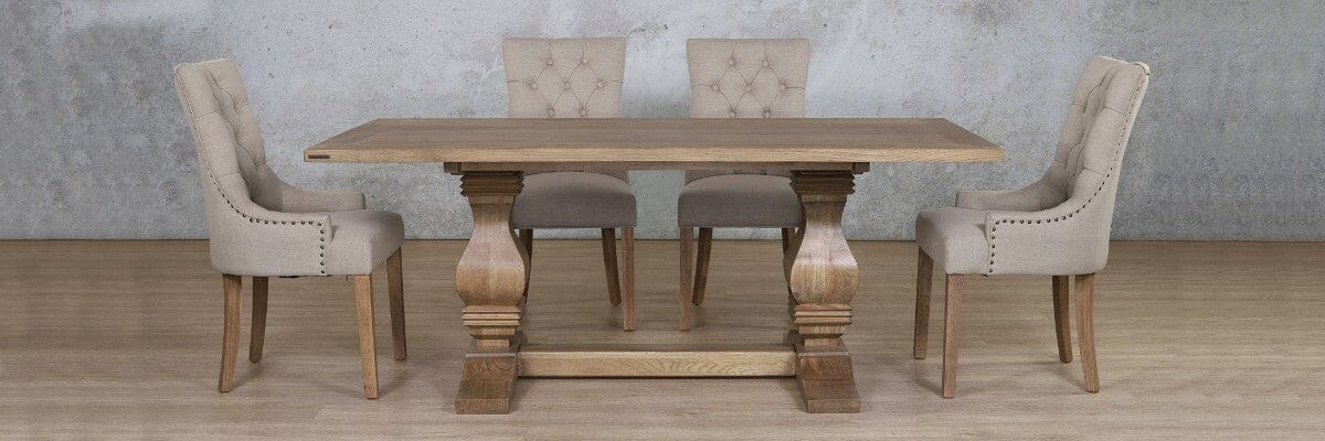 Belmont Wood Top & Duchess 6 Seater Dining Set Dining room set Leather Gallery 