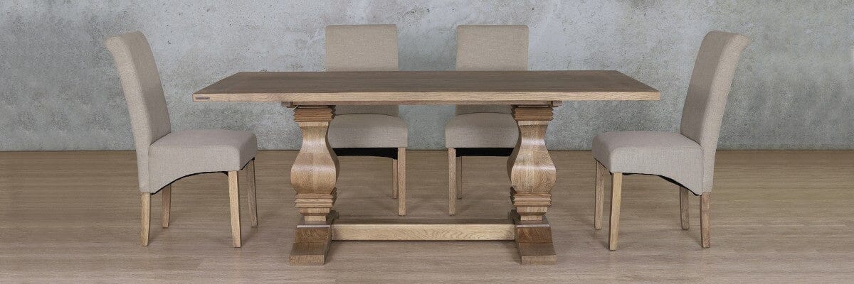 Belmont Wood Top & Windsor 6 Seater Dining Set Dining room set Leather Gallery 