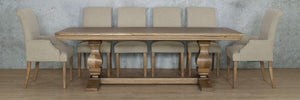 Belmont Fluted Wood Top & Baron 10 Seater Dining Set Dining room set Leather Gallery 