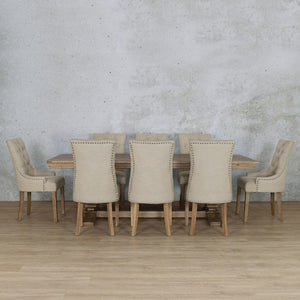 Belmont Fluted Wood Top & Duchess 8 Seater Dining Set Dining room set Leather Gallery 