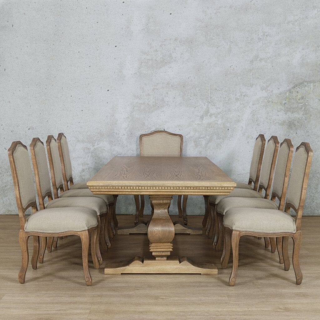 Belmont Fluted Wood Top & Duke 10 Seater Dining Set Dining room set Leather Gallery 