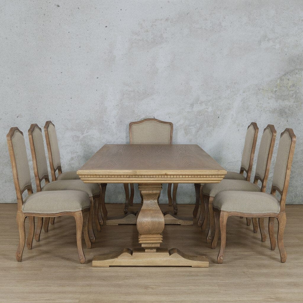 Belmont Fluted Wood Top & Duke 8 Seater Dining Set Dining room set Leather Gallery 