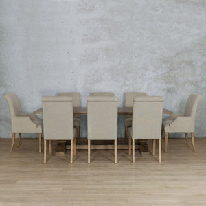 Belmont Wood Top & Baron 8 Seater Dining Set Dining room set Leather Gallery 