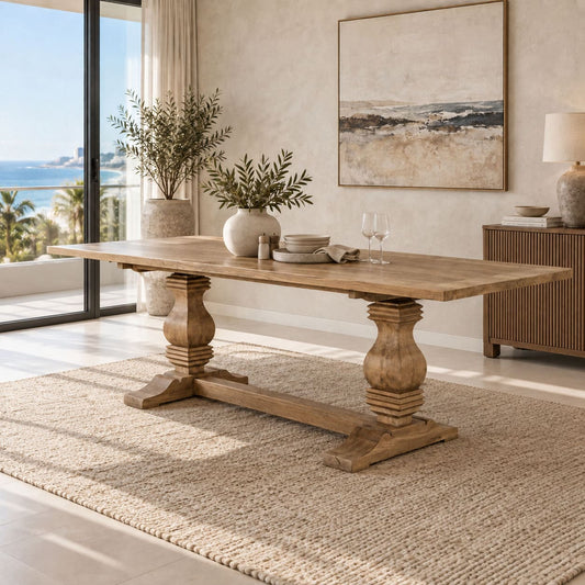 Belmont Wood Top Dining Table - 2.4M / 8 or 10 Seater