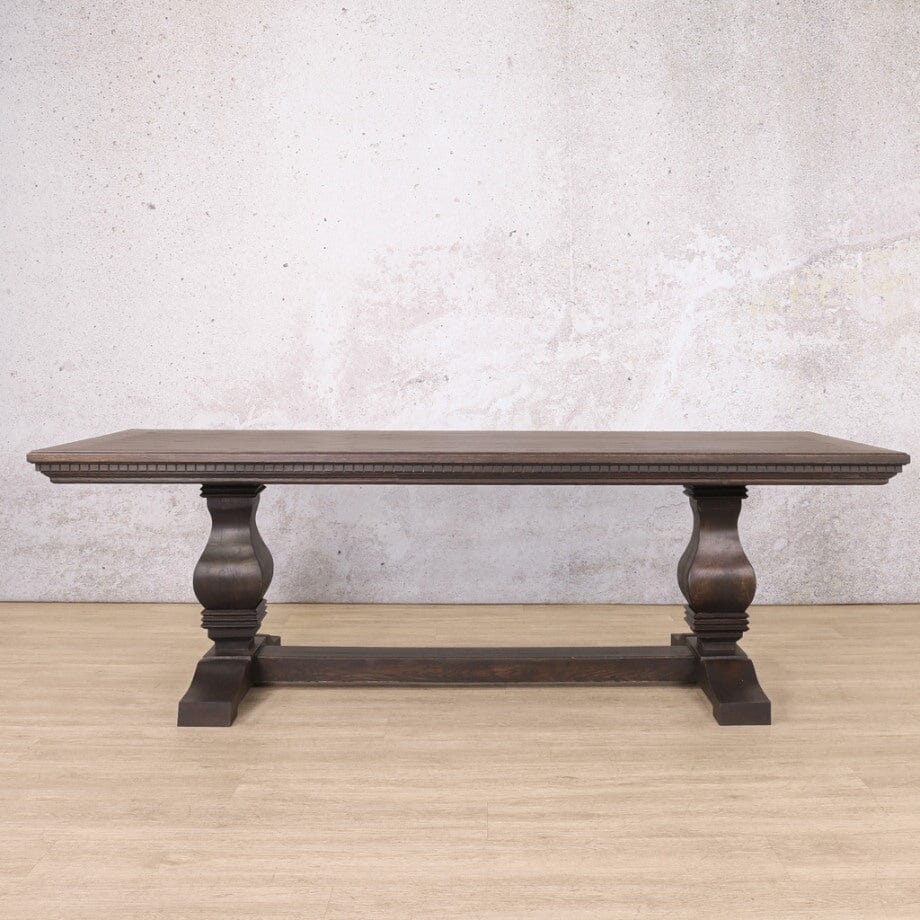 Belmont Fluted Wood Dining Table - 2.4M / 8 or 10 Seater Dining Table Leather Gallery Antique Chocolate 