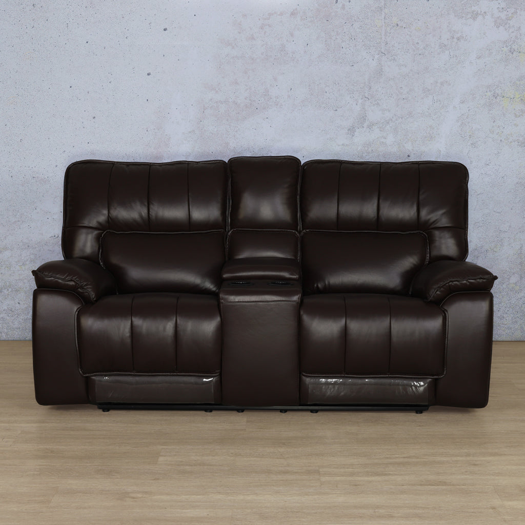 Bentley Leather 2-seater Home Theatre  Recliner in Imperial Choc Front View 