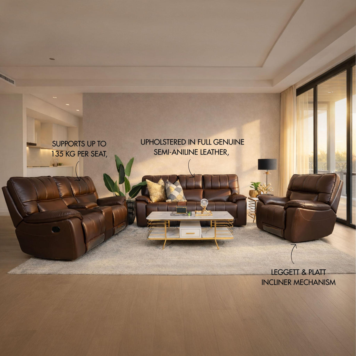 Recliner lounge suite, home theatre recliners, leather recliner, recliner couches, recliner couches for sale, Choc