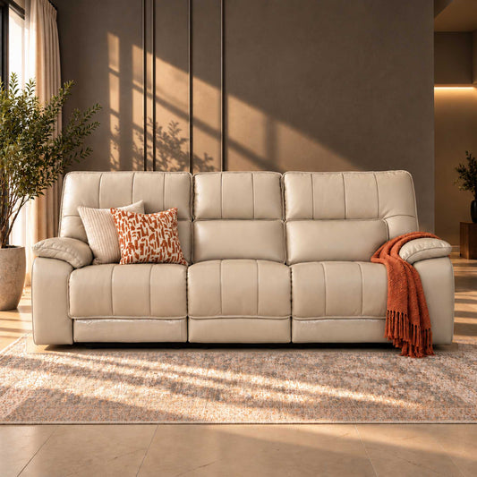 Bentley Leather Recliner 3 Seater Leather Recliner Leather Gallery BEIGE-G