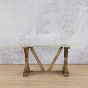 Berkeley Glass Dining Table - 2.4M / 8 or 10 Seater Dining Table Leather Gallery Antique Natural Oak 