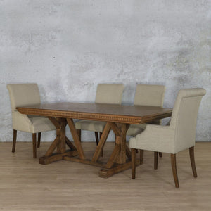 Berkeley Fluted Wood Top & Baron 6 Seater Dining Set Dining room set Leather Gallery 