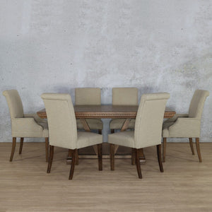 Berkeley Fluted Wood Top & Baron 6 Seater Dining Set Dining room set Leather Gallery 
