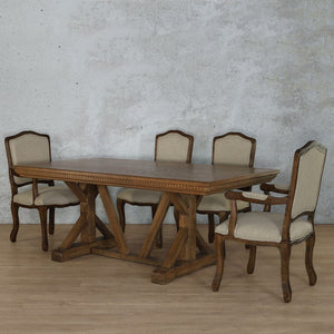 Berkeley Fluted Wood Top & Duke 6 Seater Dining Set Fabric Armchair Leather Gallery 
