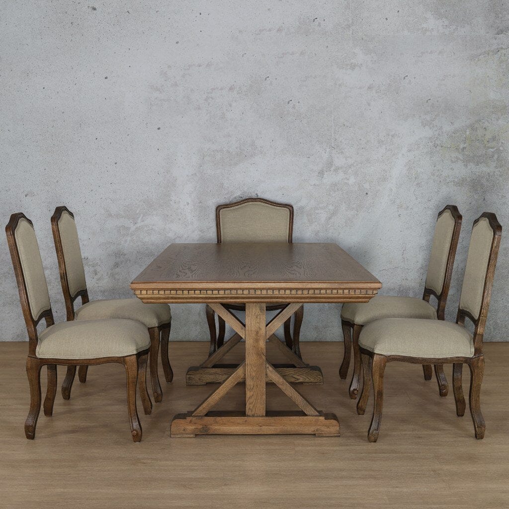 Berkeley Fluted Wood Top & Duke 6 Seater Dining Set Fabric Armchair Leather Gallery 