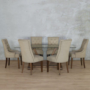 Berkeley Glass Top & Duchess 6 Seater Dining Set Dining room set Leather Gallery 