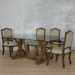 Berkeley Glass Top & Duke 6 Seater Dining Set Dining room set Leather Gallery 